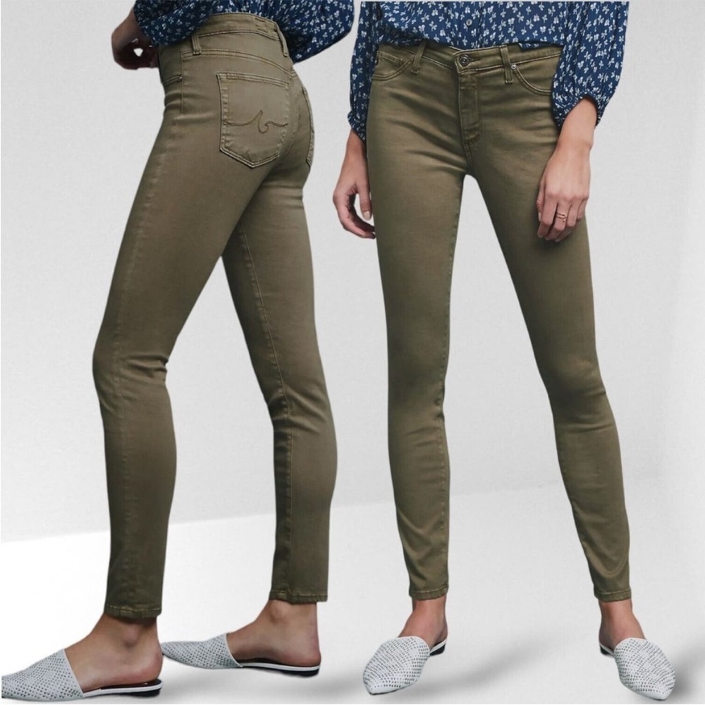 AG Adriano Goldschmiede The Abbey Ankle Pants Mid Rise Skinny Stretch Green, 30